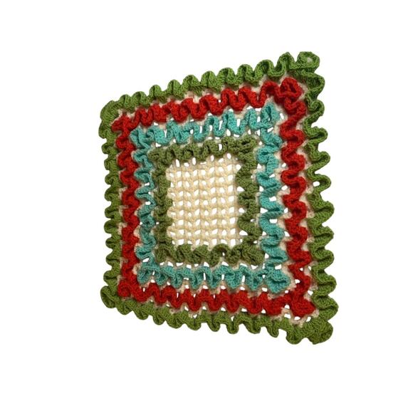 Vintage 1970s Handmade Crocheted Doily 14 Inches Square - Picture 1 of 7